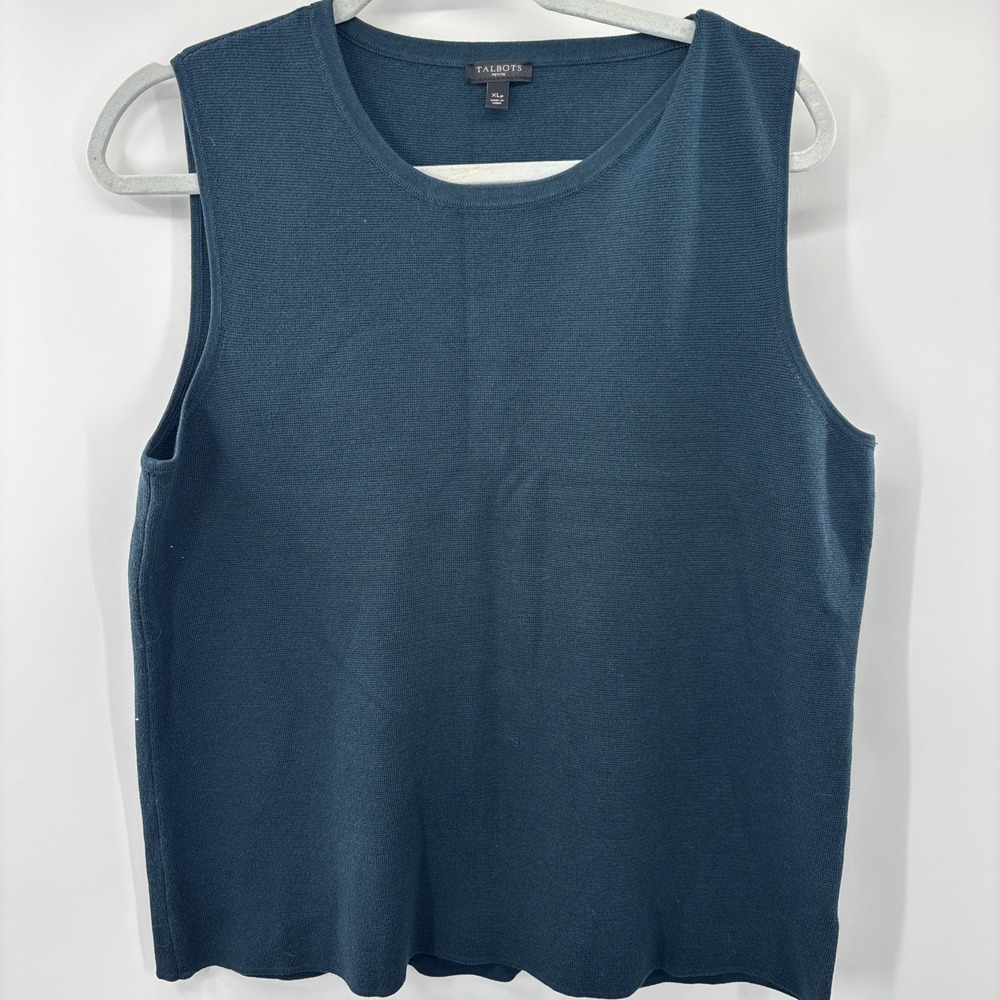 Talbots Women's Knit Sweater Tank Top Dark Teal Size XL Petite Career Preppy
